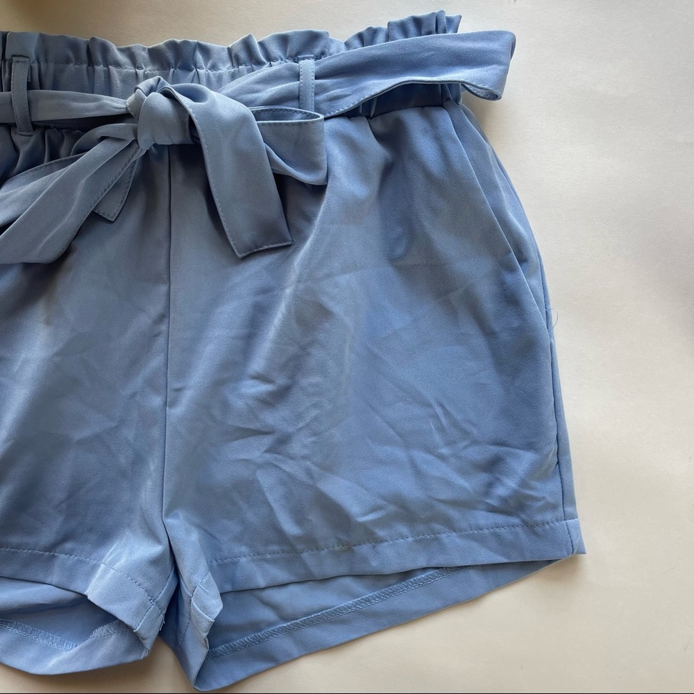 NWT Revamped Blue Front Tie Waist Shorts